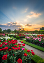 
Sunset Kiss in the Enchanted Rose Garden