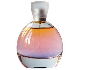 Elegant Glass Perfume Bottle Filled with Soft Pastel Liquid, Isolated