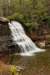 Photo of the Bear Creek waterfall in the Swallow Falls State Park Garrett County Maryland in the Late Fall Portrait Orientation