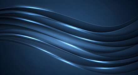 Dark Blue Abstract Glowing Wavy Lines Background Technology Corporate Design