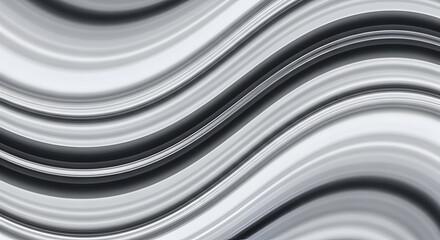 Abstract silver liquid metal waves flowing grayscale background illustration