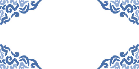 Elegant Blue Corner Frame Swirls