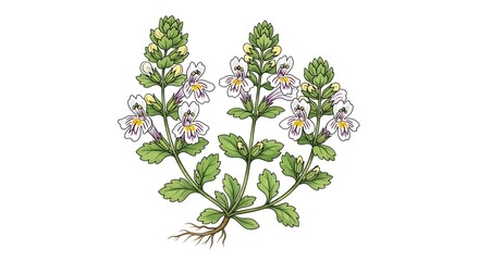 Eyebright Plant Illustration - A Detailed Botanical Study.