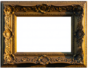 Alternative Title:
Ornate Golden Vintage Photo Frame with Intricate Floral Carvings, Isolated