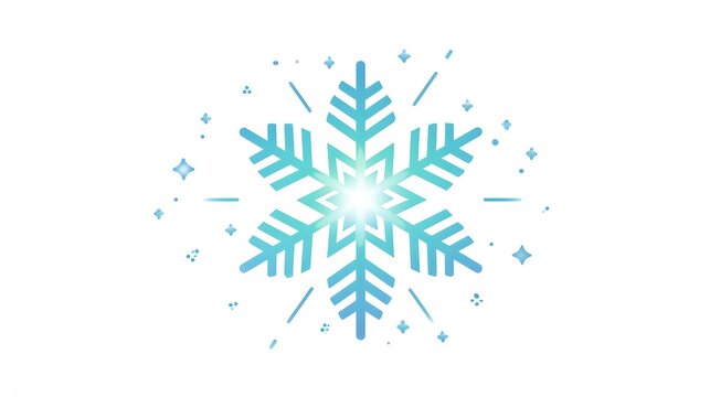 Stylized crystalline ice structure radiates light against a pure white background