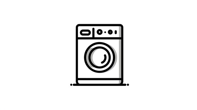 Household appliance line art icon representing a laundry machine with a round door