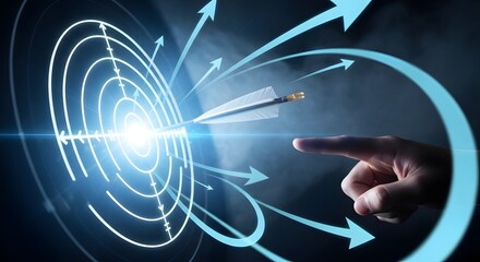 Digital Target With Arrow and Futuristic Interface.