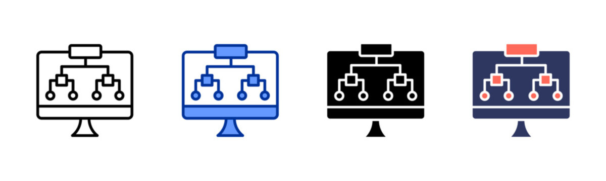 Digital Flow icon set multiple style collection