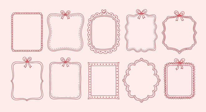 Decorative pink frame set with bow accents
