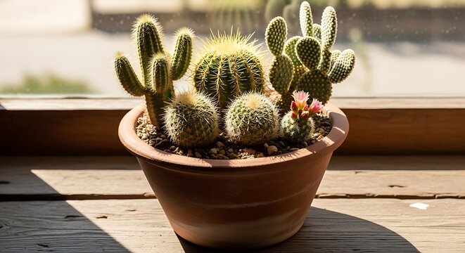 Cactus Garden - A Desert Oasis in a Terracotta Pot.