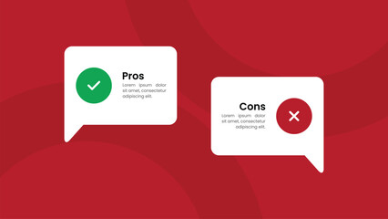 Pros and Cons Comparison Infographic with Speech Bubbles