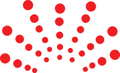 Abstract pattern of red circles emanating from a central point on a white background.