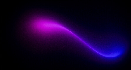Abstract luminous neon light trail curving through a dark background, fading from vibrant magenta to deep electric blue. Dynamic glow effect.