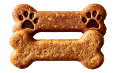 2 dog bone shaped dog treats on white background,png