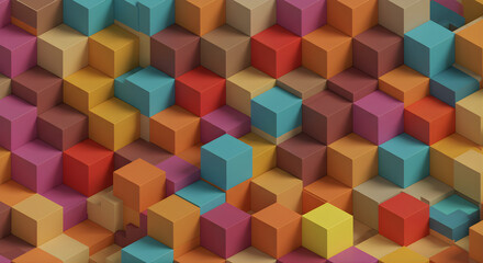 Obraz premium Geometric isometric cubes seamless pattern, modern abstract, high resolution - 1