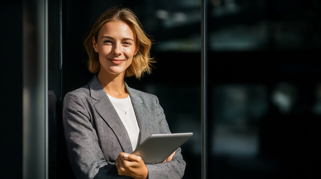 Businesswoman portrait with tablet professional corporate leadership