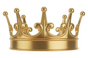 gold royal crown with ornate details symbolizing luxury authority leadership and celebration