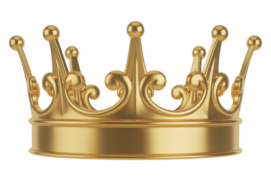 gold royal crown with ornate details symbolizing luxury authority leadership and celebration - Powered by Adobe