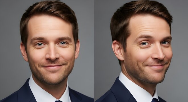 A professional young man with neatly styled hair and a confident smile, dressed in a formal suit, looking directly at the camera with a friendly expression