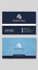 Elegant Business Card Design for AlphaBeta Solutions and Jane Doe.