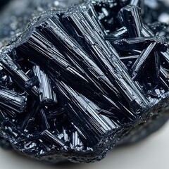 Stibnite Mineral Specimen - A Close-Up of Dark Metallic Crystals.