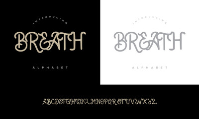 Breath alphabet font with a unique decorative serif style, ideal for luxury branding, editorial design, and artistic typographic projects