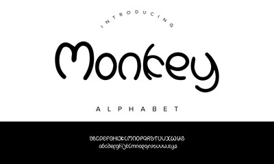 Monkey rounded alphabet font with a cute and fun character style, perfect for kids’ designs, logos, packaging, and creative branding