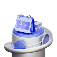 3D icon of a calendar with stacked banknotes and coins on a track For financial planning, tracking recurring payments or income cycles, managing subscription schedules, and visualizing financial timel