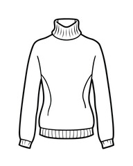 Turtleneck Sweater Line Art Vector .Line Art Vector.