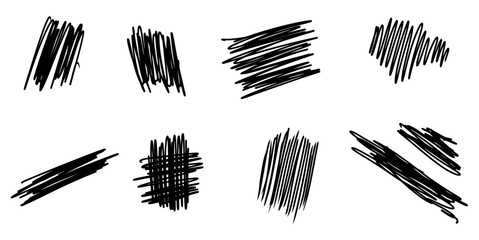Set Doodle Scratch Handdrawn Vector Ideal for backgrounds, artistic overlays, and creative projects that need a rough, scribbled, hand-drawn texture effect