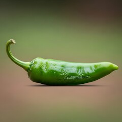 Fresh Green Hatch Chile Pepper on a Neutral Background.