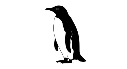 Elegant Penguin Illustration - A Striking Black and White Design.