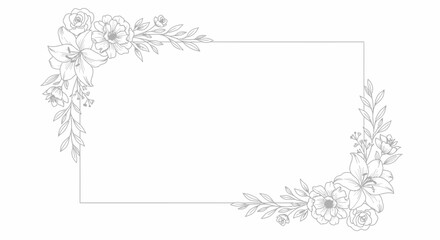 Elegant Floral Border Design with Rectangle Frame.