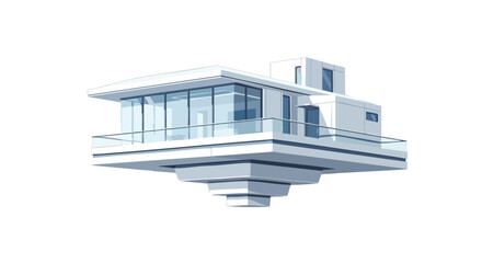 Modernist marvel: A minimalist architectural concept rendering on an isolated background