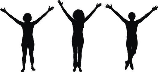 Set of man with his hands up Silhouette. Freedom tow man vector illustration. Eps 10