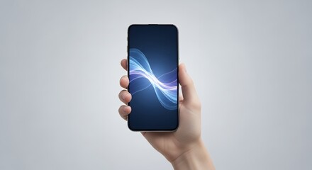 minimalist scene with hand holding smartphone displaying