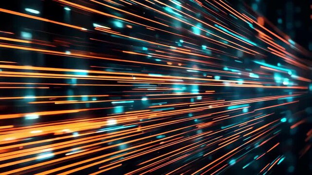 Abstract Technology Background with Flickering Data Transfer Code Particles