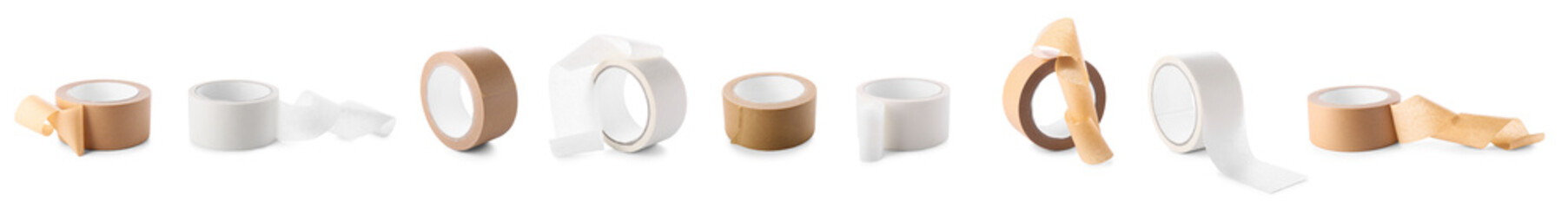 Set of masking tape on white background