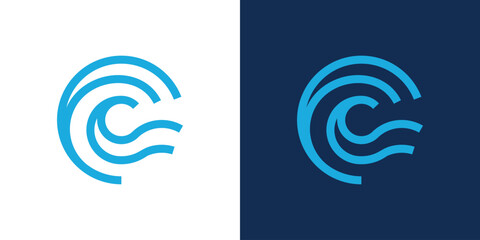 Circle Wave Logo , A dual-meaning design combining a circle sun and wave, symbolizing flow, harmony, and continuous movement.