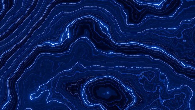 Abstract Topographic Map Contour Lines Glowing Blue Digital Background