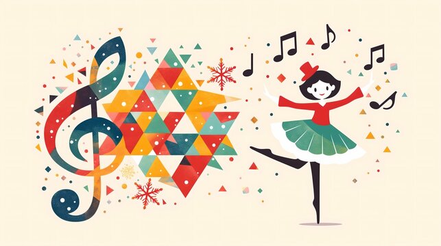 Sports wallpaper background banner abstract painting, girls dancing gracefully to music