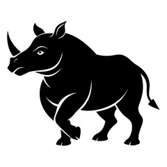 Black silhouette of a rhinoceros walking