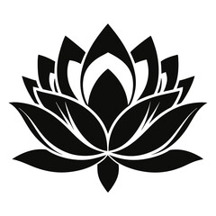 Black lotus flower silhouette, , symbolizing purity, enlightenment, and rebirth, perfect for yoga, meditation, and spa themes