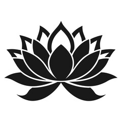 Elegant black lotus flower icon, , representing spiritual awakening, tranquility, and new beginnings, ideal for wellness and holistic practices