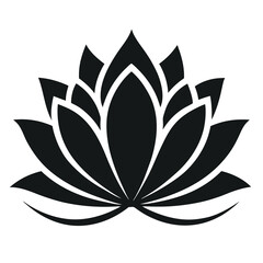 Stylized black lotus flower graphic, , embodying purity, serenity, and enlightenment, suitable for spiritual, wellness, and artistic projects