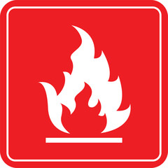 Red fire hazard sign. Highly Flammable. Hazard Warning Sign Symbol. GHS02 Flammable Warning Sign symbol. Globally Harmonized System of Classification and Labelling of Chemicals. Flammable Materials. 