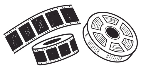 Vintage Film Reel Strip Cinema Movie Entertainment with vector illustration
