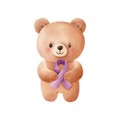 Cute Animals Holding Purple Ribbons