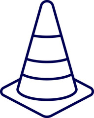 Line art vector of traffic cone. striped traffic cone outline. Traffic cone safety symbol. construction and roadwork hazard warning. Traffic Cone for Construction Safety and Road Use. 