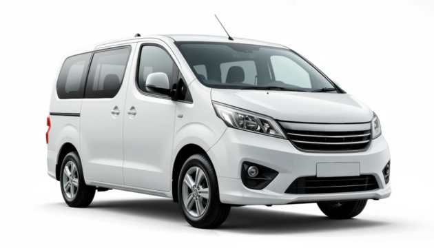 White Minivan 3/4 Front View Mockup — on transparent png Background - Powered by Adobe